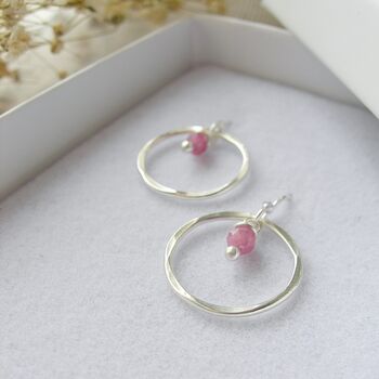 Pink Tourmaline Circle Earrings, 5 of 5