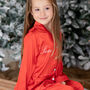 Personalised Girl's Luxury Red Christmas Silky Satin Pyjamas, thumbnail 6 of 12