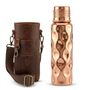 Hammered Copper Water Bottle And Geunine Leather Carrying Bag Set, thumbnail 9 of 11