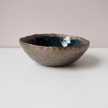 Handmade Teal And Gold Ceramic Ring Dish, 6 of 10