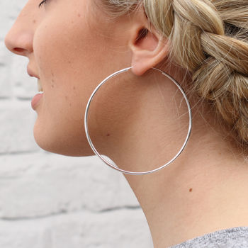 Extra Large Sterling Silver Hoop Earrings, 2 of 3