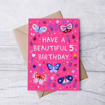 Any Age Butterfly Birthday Card, Girls Age Birthday Card, Ladybirds, 4 of 7