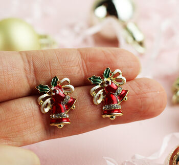 Christmas Bells Message Stud Earrings, 2 of 5