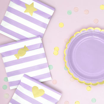 Pastel Striped Treat Bags And Gold Foil Stickers, 6 of 7