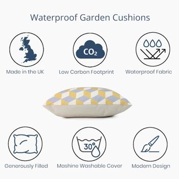 Cube Yellow Water Resistant Garden Outdoors Cushion, 6 of 7