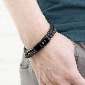 Personalised Men’s Black Rune Duo Bracelet, 8 of 12