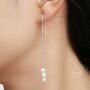 Natural Freshwater Pearl Trio Threader Earrings, thumbnail 4 of 9