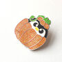 Pumpkin Penguin Enamel Pin: Glitter Halloween Badge, thumbnail 5 of 6