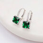 Green Crystal Encrusted Square Drop Earrings, thumbnail 1 of 3