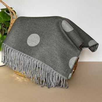 Cashmere Blend Dots Scarf In Grey, 4 of 5