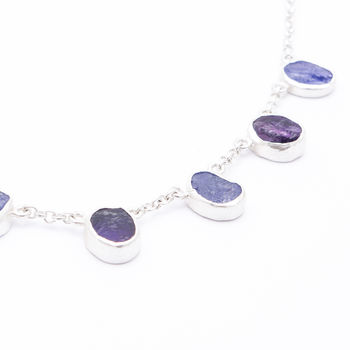 Amethyst And Tanzanite Sterling Silver Ladies Necklace, 3 of 5