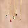 Gold Plated Teardrop Birthstone Pendant Necklace, thumbnail 4 of 12