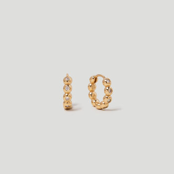 Cz Orb Gold Hoop Earrings In 18 K Gold Plated Vermeil, 4 of 7