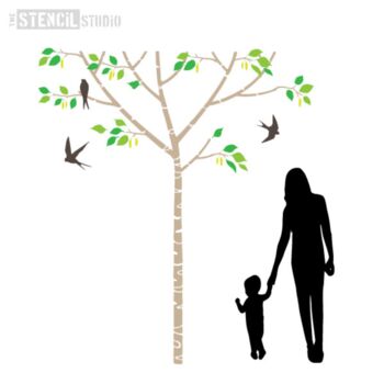 Nursery Birch Tree And Swallows Stencil Pack, 7 of 7