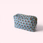 Xl Toiletry Bag | Quilted Cotton Large Wash Bag | Pale Blue And Pink Floral Block Print, thumbnail 4 of 4