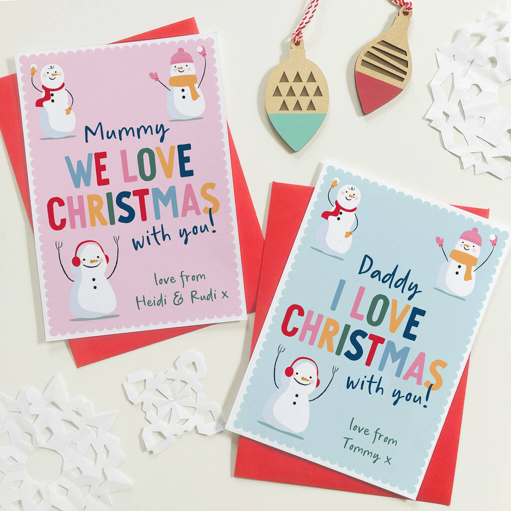 Cute Mummy Daddy Kids Love Christmas Card, 1 of 3