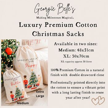 Extra Large Luxury Personalised Christmas Sack Pink Nutcracker, 2 of 2