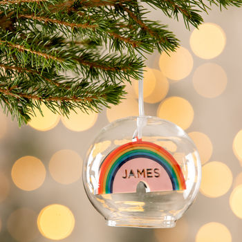 Personalised Rainbow Glass Dome Bauble, 3 of 7