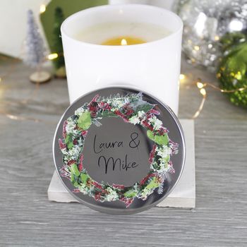 Wreath Scented Christmas Candle With Lid For Couples, 7 of 7