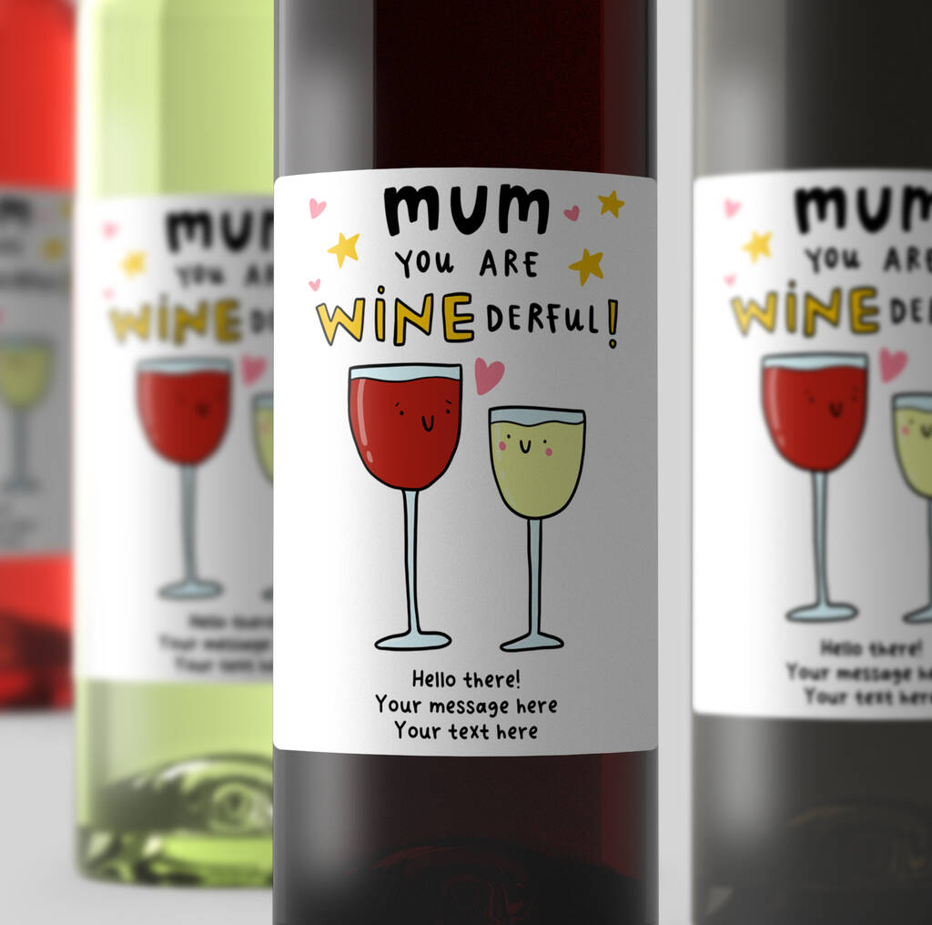 'Winederful Mum' Personalised Wine Label