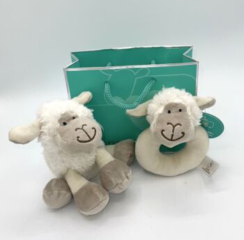 Mini White Sheep And Matching Rattle, Gift Bag, 6 of 8