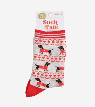 Women's Bamboo Socks Sausage Dog Fair Isle, 5 of 5