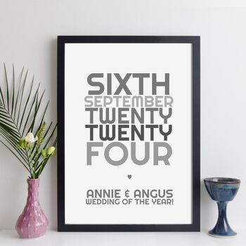 Personalised Wedding Date Print With Names Gift, 4 of 12