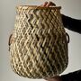 Grey And Natural Shaped Bamboo Storage Basket, thumbnail 1 of 5