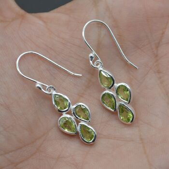 Peridot Sterling Silver Drop Earrings: August Birthstone, 9 of 9
