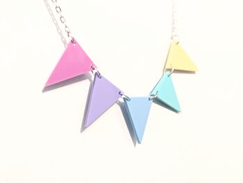 Pastel Bunting Necklace In Acrylic With Silver Plated Chain, 3 of 7