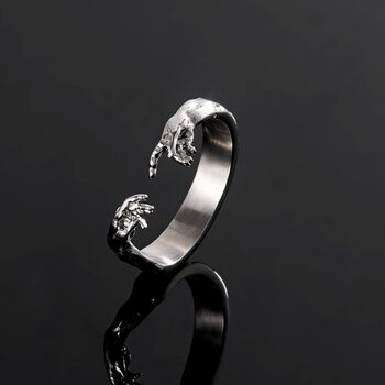 Hand Of God Gold Creation Of Adam Band Ring Mens Ring, 7 of 12