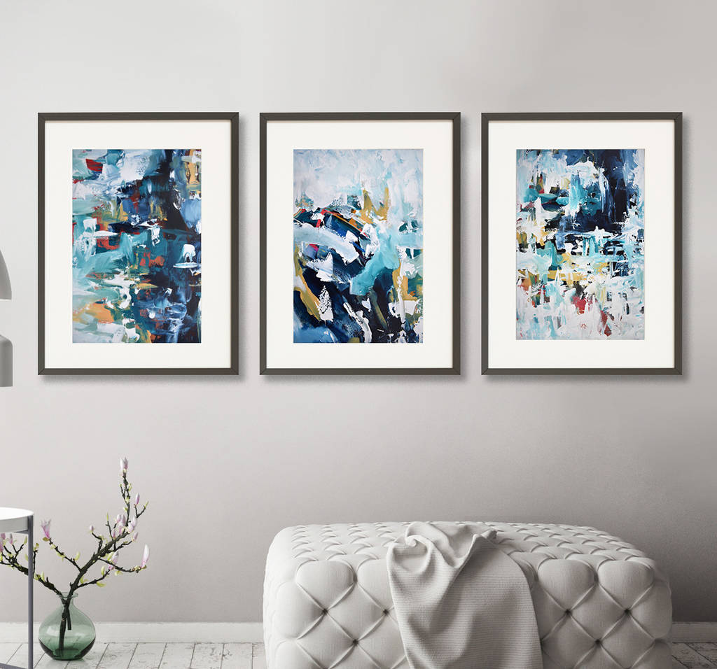 abstract art print set of three framed artwork by abstract house ...