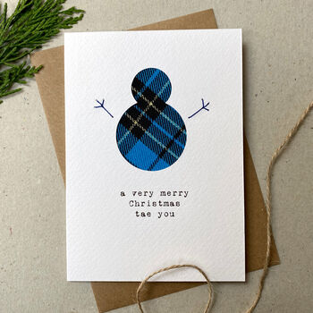 Scottish Tartan Snowman Christmas Card, 3 of 3