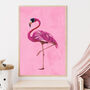 Custom Personalised Flamingo Wearing Glasses Art Print, thumbnail 4 of 6