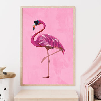 Custom Personalised Flamingo Wearing Glasses Art Print, 4 of 6