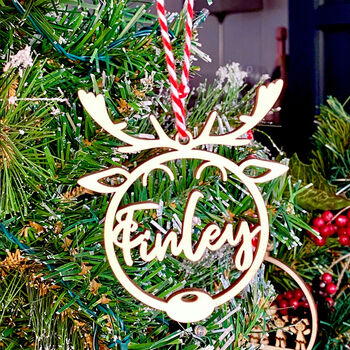 Personalised Reindeer Bauble, Christmas Tree Decoration, 3 of 6