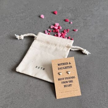 Mother And Daughter Sterling Silver Heart Earrings, 9 of 11