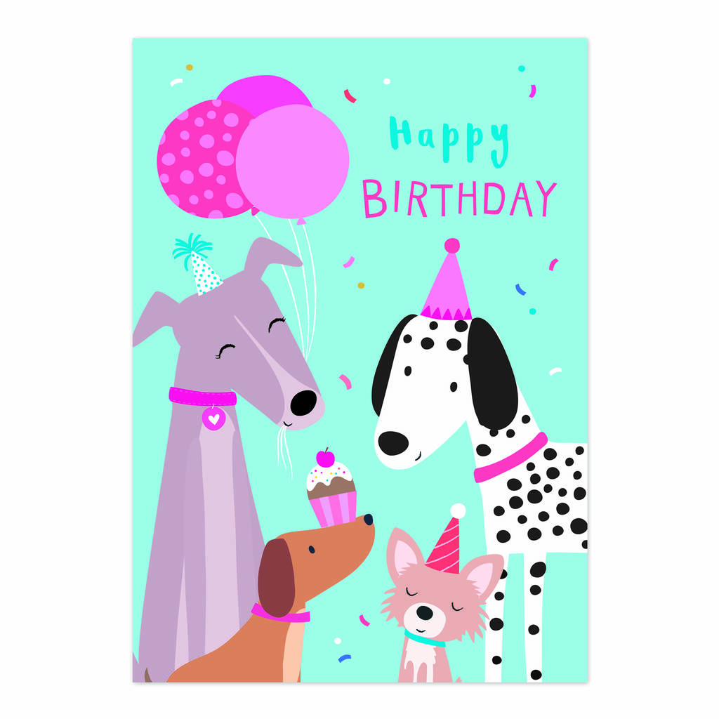 'Happy Birthday' Party Dogs Card By Klara Hawkins