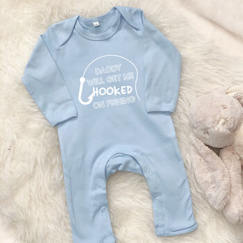 Daddy Will Get Me Hooked On Fishing Babygrow, 7 of 9