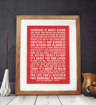 Marriage Is About… Personalised Print, 4 of 7