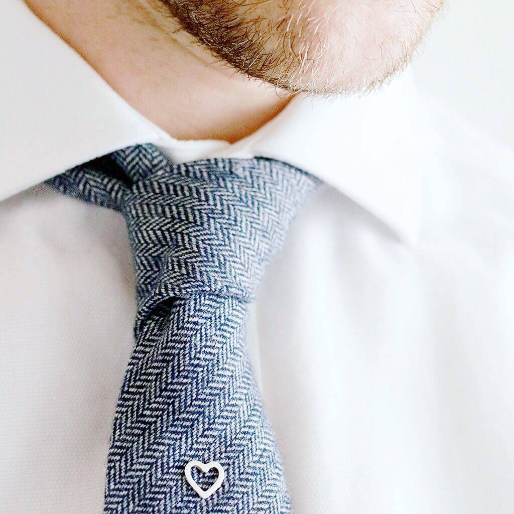 Geometric Heart Tie Pin. Wedding Tie Pin For Groom, 1 of 12