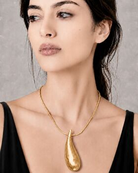 Sculptural Elongated Teardrop Statement Pendant Necklace, 2 of 2