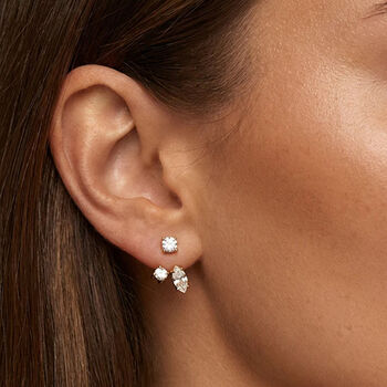 Moissanite Ear Jacket Stud Earrings In 18k Gold Or Silver, 4 of 8