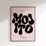 Mojito Print | Cocktail Poster | Wall Art | A5 A4 A3 | Bold | Typographic | Drink | Bar | Print | Groovy |, thumbnail 4 of 8