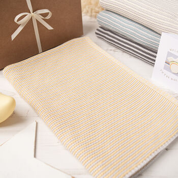 Cream And Grey Mini Stripe Baby Blanket, 7 of 12