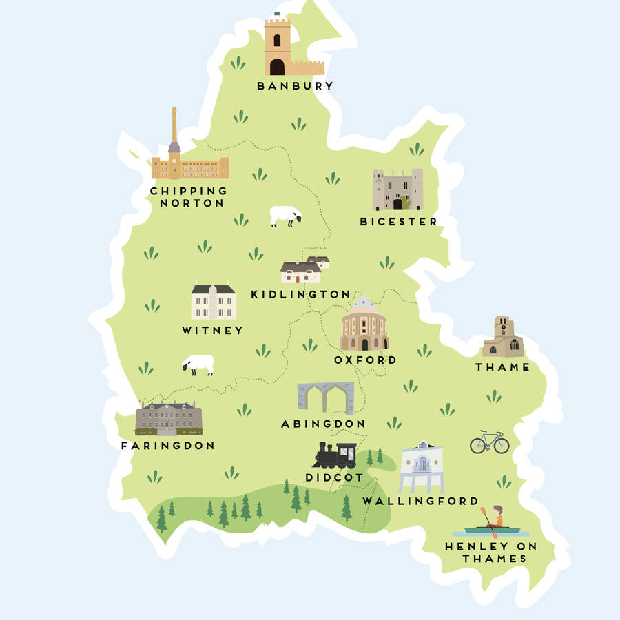 Map Of Oxfordshire Print By Pepper Pot Studios | notonthehighstreet.com