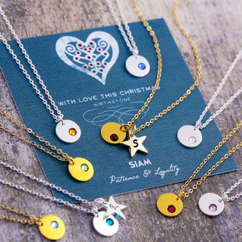 Mini Birthstone Disc Necklace On Gift Card, 12 of 12
