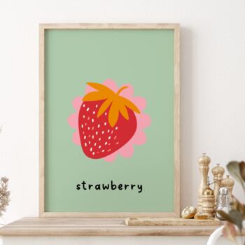 Strawberry Print Fruit Wall Art, 3 of 4