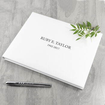 Personalised Luxury White Italian Leather Memoriam Book, 7 of 12