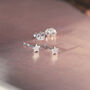 Sterling Silver Tiny Textured Star Stud Earrings, thumbnail 1 of 7